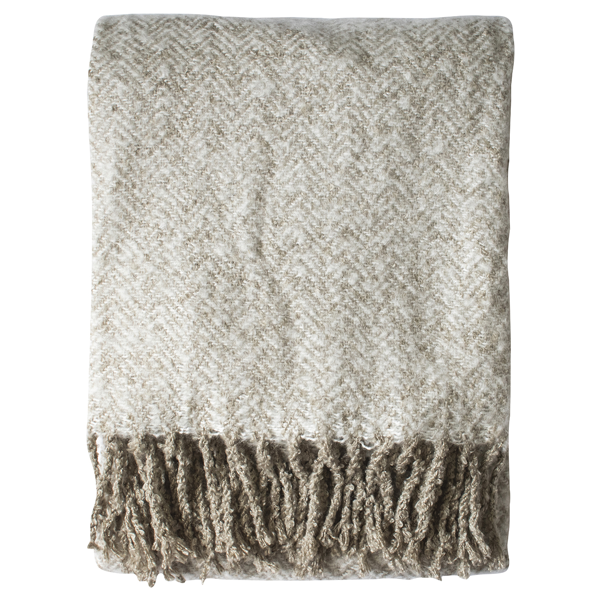 Herringbone Faux Mohair Kilburn Scott Throw In Ink Blue